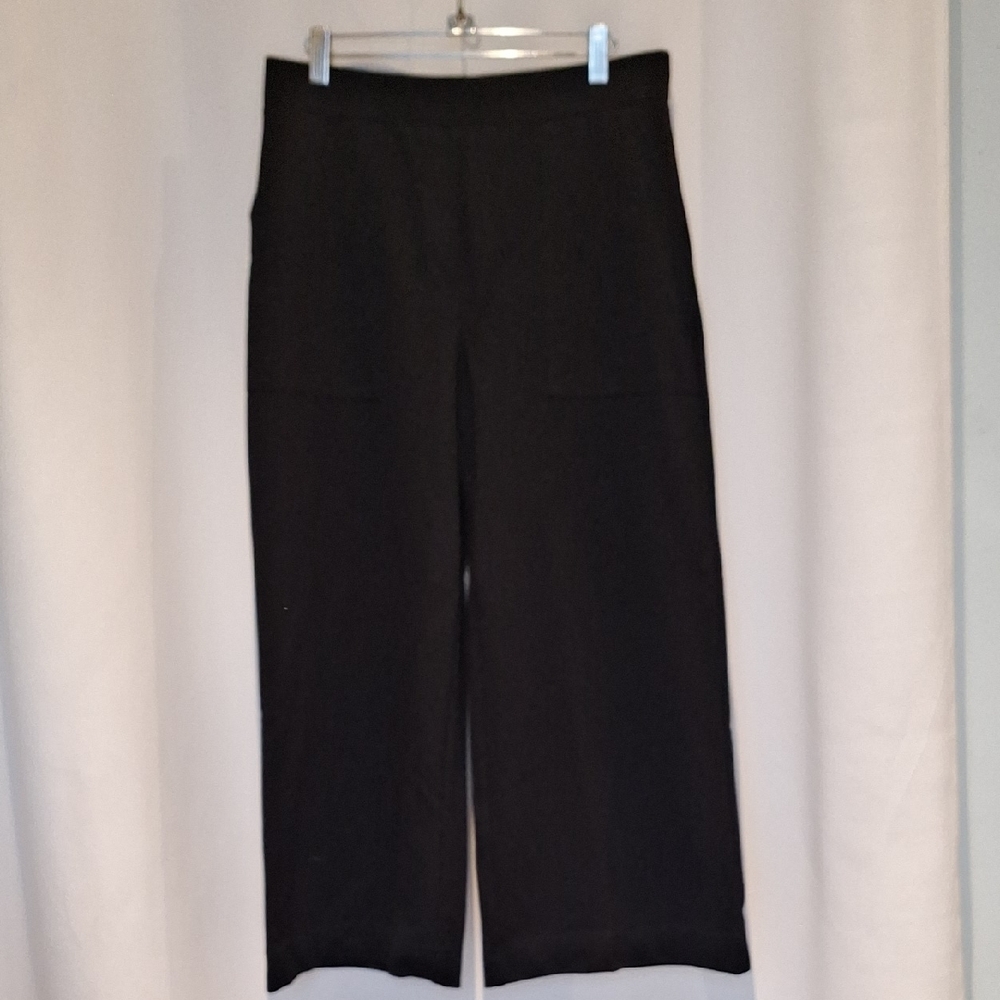 Jones New York Black Wide-Leg Ponte Knit Cropped Pants Size L
